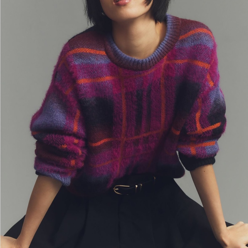 Anthropologie Maeve Cropped Eyelash Sweater
